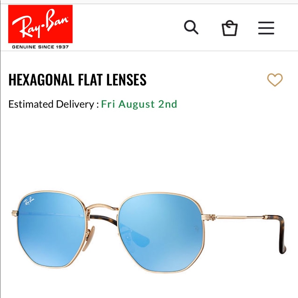Ray Ban Blue hexagon flat shaped sunglasses